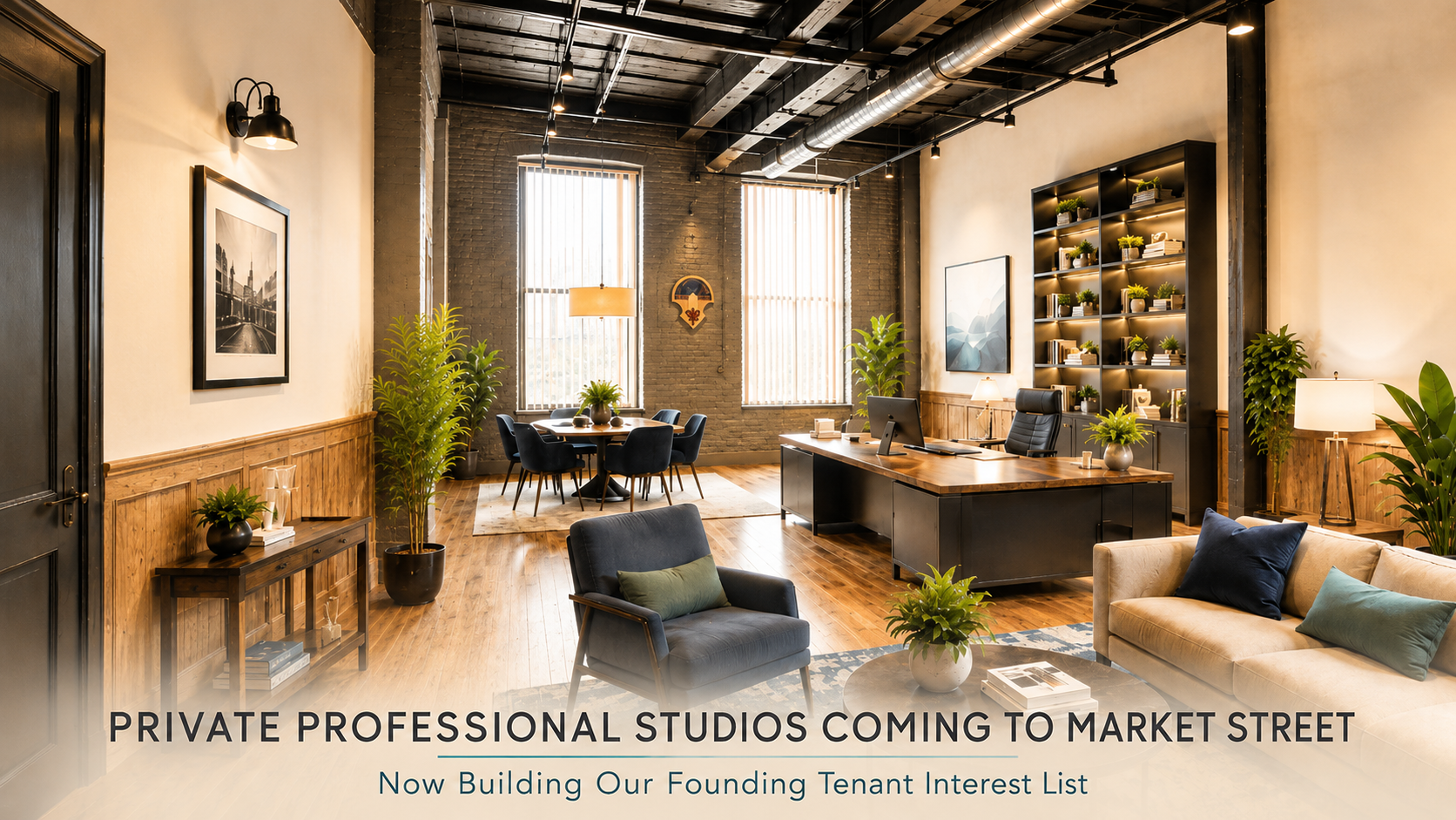 Modern private professional studio with arched industrial windows